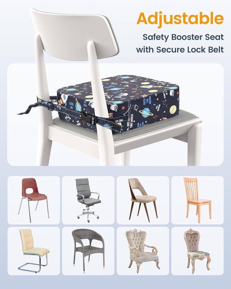 OPZAVYA Toddler Booster Seat for Dining Table and Kitchen Chair – Adjustable Safety Straps, Non-Slip, Easy to Clean, Portable Travel Foam Booster Cushion Seat for Kids & Toddlers（Blue-Rocket） - Image 4